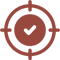 A red target symbol with a check mark in the center, reminiscent of focus seen in tarot reading classes.